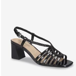 Easy Street Womens Patent Black Topaz Sandal Black Heeled Open Toe Shoe 12 M New